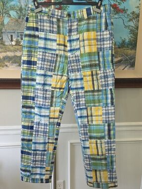 Brooks Brothers Patchwork Plaid Chinos in Blue, Green & Yellow